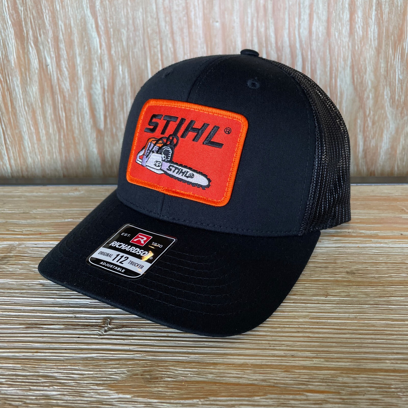 Stihl Chainsaw Vintage Patch Hat – Richardson 112 All Black Cap