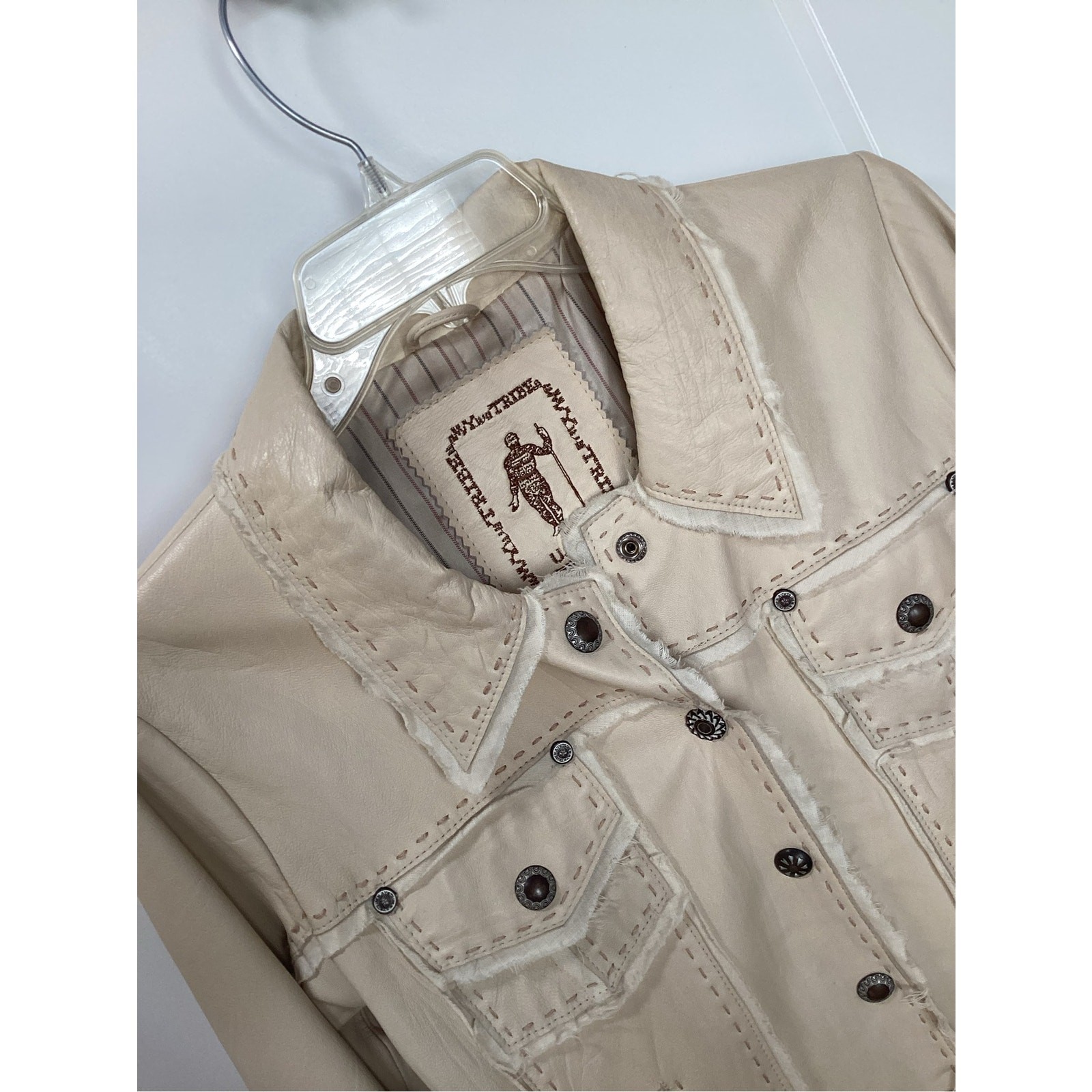 My Tribe Handmade Boho Lambs leather Jacket USA womens size medium