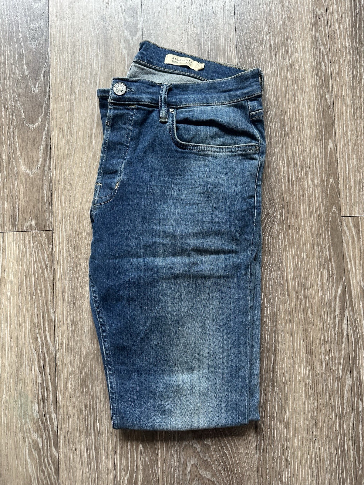 ALLSAINTS Men’s Blue Denim Skinny Slim Cigarette Jeans Size 34