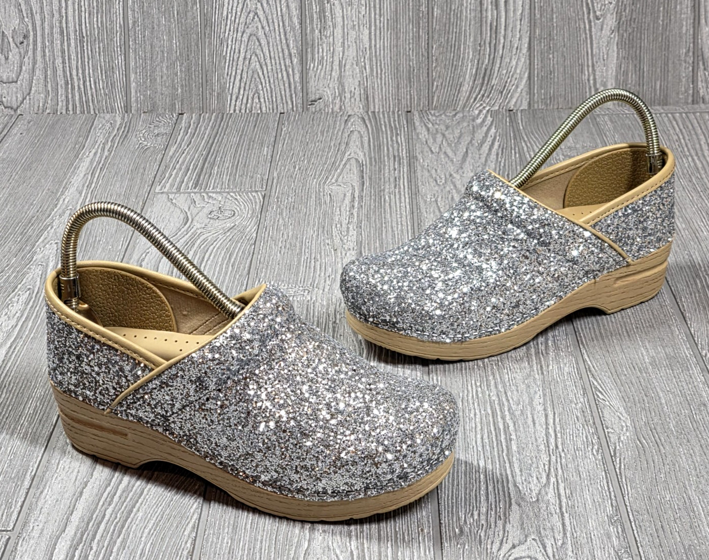 DANSKO Professional Glitter Slip On Clog Women’s 38- 7.5-8 US Champagne Hospital