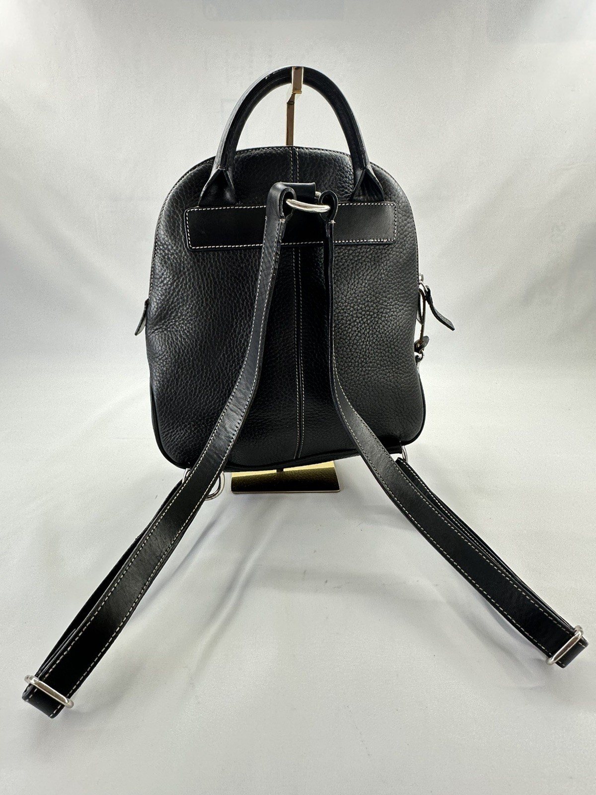 Dooney & Bourke Black Pebbled All Weather Leather Backpack Purse Y2K Zip