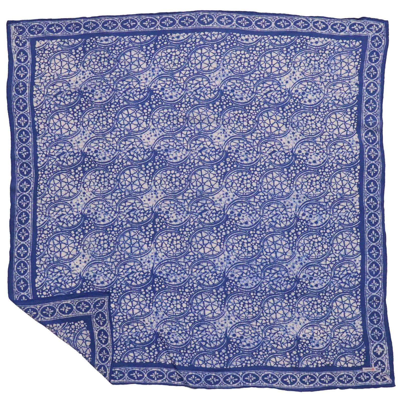 Large 39″ Hand Dyed Batik Bandana – Soft Lightweight Cotton, Blue Stone