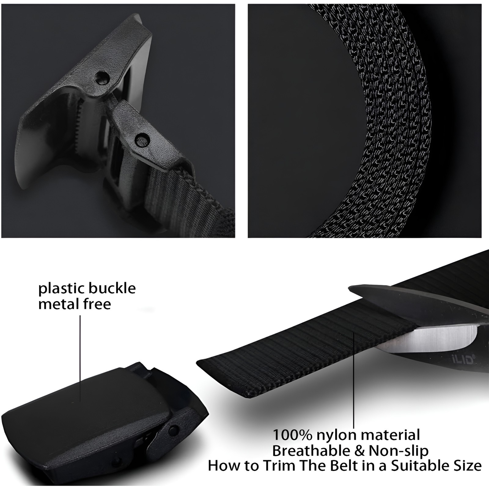 Heavy Duty Adjustable Tactical Military Style Belt Hypoallergenic Plastic Buckle
