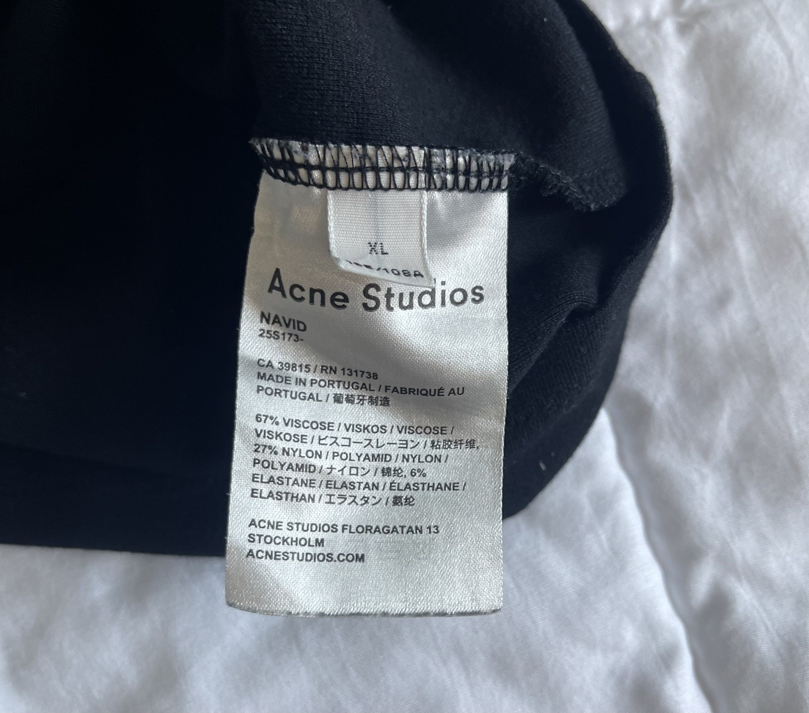 Acne Studios Navid S/S T-Shirt Men XL Black Short-Sleeve Designer Minimalist