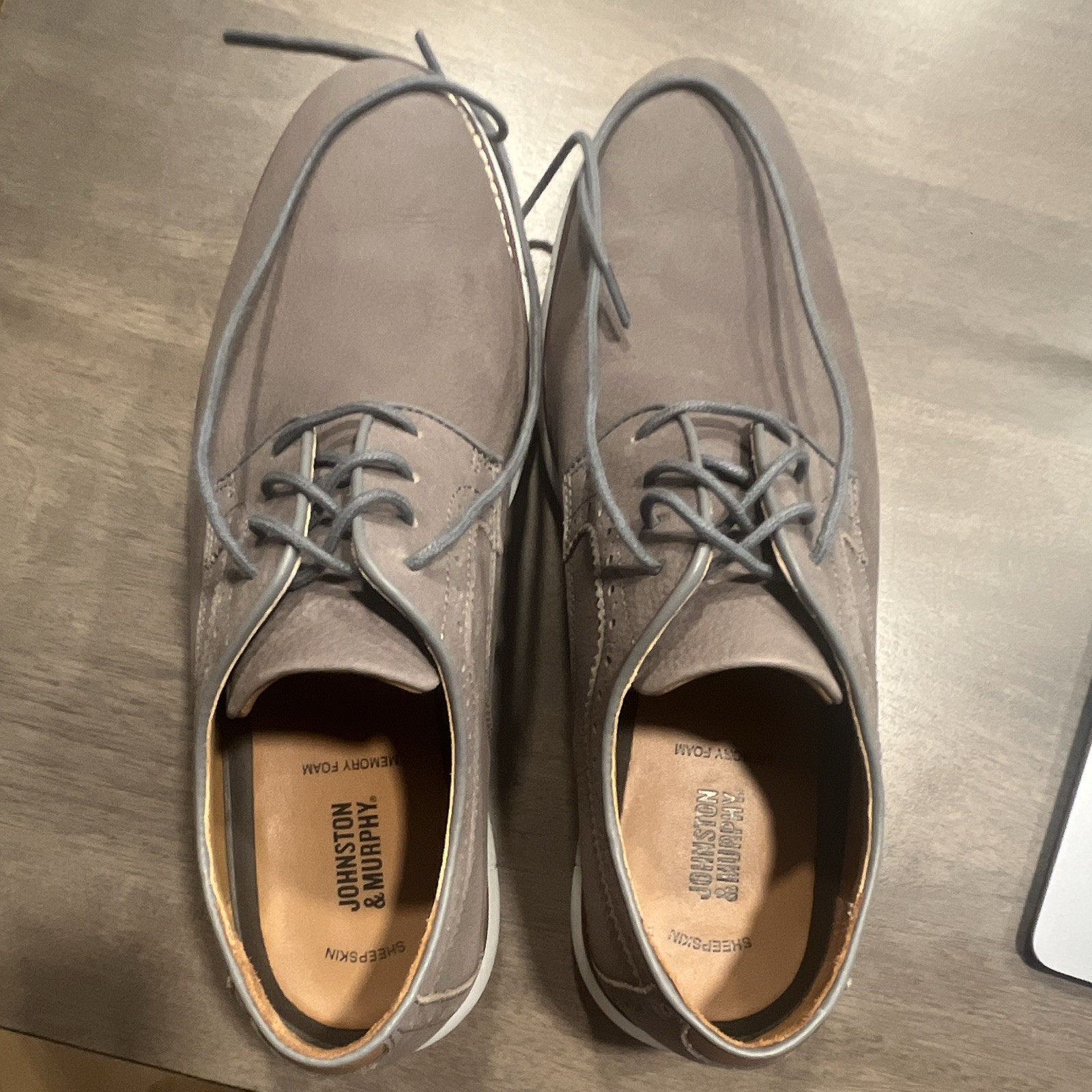 Johnston & Murphy Men’s Gray Suede Derby Lace-Up Round Toe Dress Shoes 10M