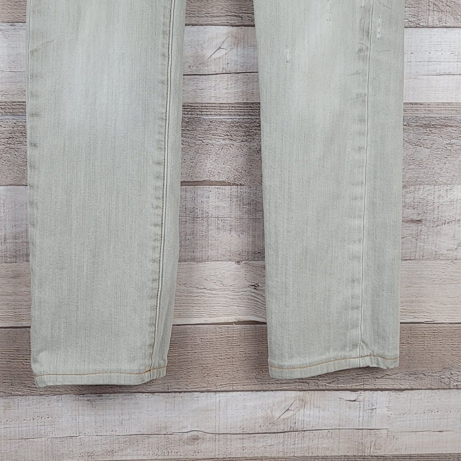 Womens Jeans Size 1 Gap Slim Straight Low Rise Grey Bleached Distressed Puckered