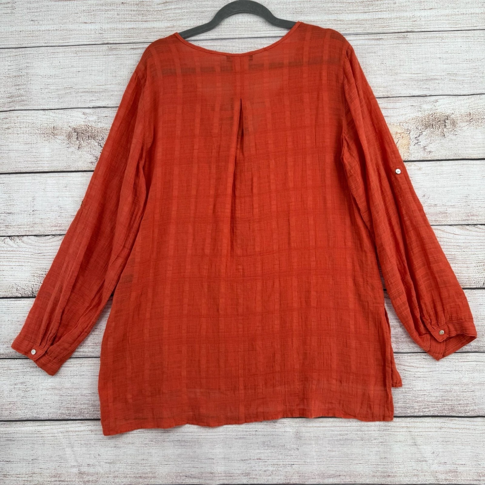 Max Edition Semi Sheer V-Neck Tunic Blouse Women’s Size XL Red/Pink NEW