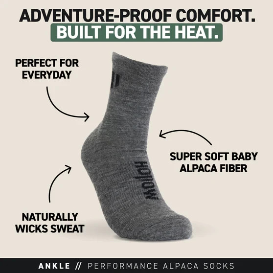 New Hollow Alpaca Ankle Socks Grey X-Large Men 13-15
