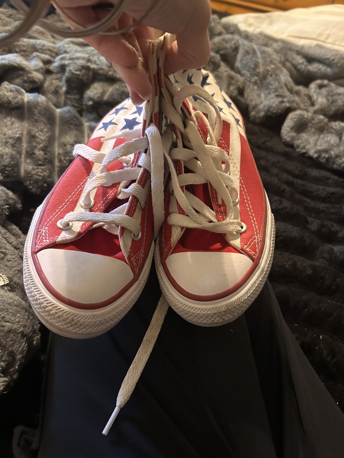 Converse Chucks American Flag Sneaker Youth Size 1 Unisex Shoes Red White Blue