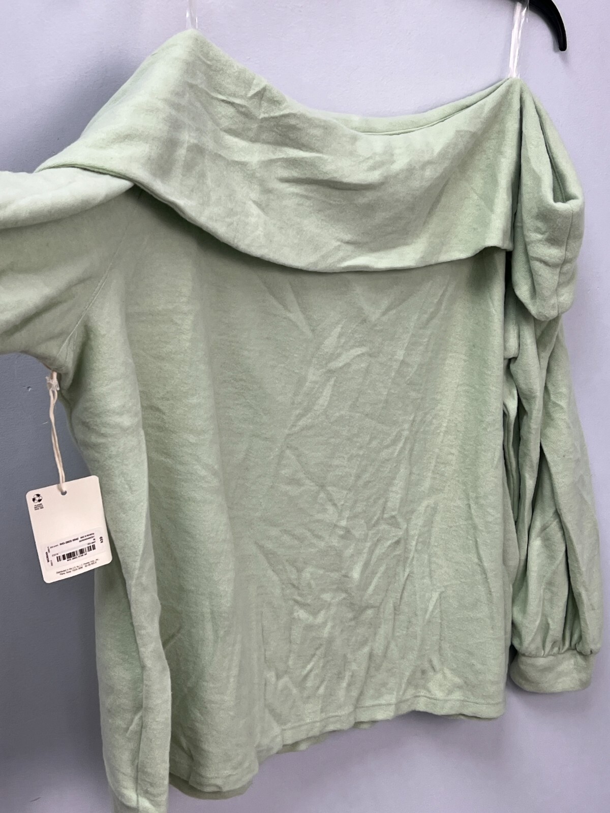 a.n.a. Mint Green Off the Shoulder Long Sleeve Sweater Sz Plus 3X Straight Neck