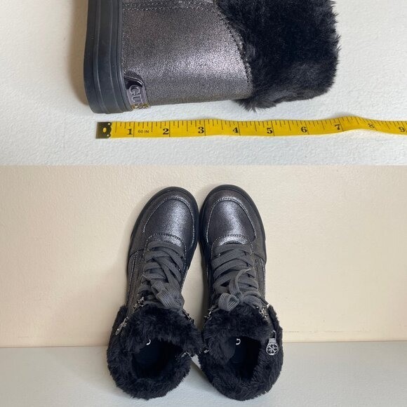 Guess Dustyn Faux Fur Hidden Wedge Sneaker Ankle Boots Size 6.5
