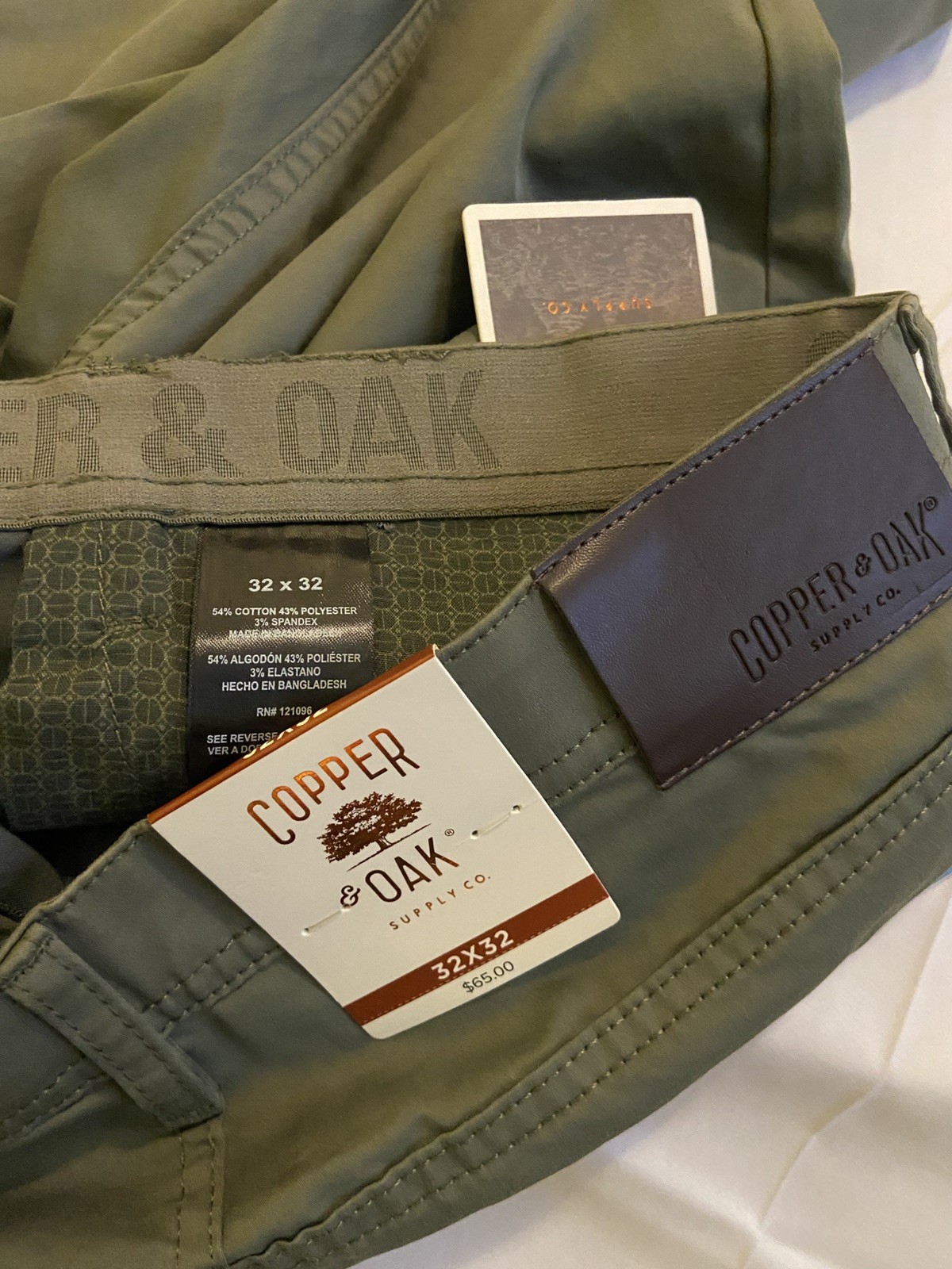 Copper & Oak NWT Men’s 32×32 Flex-Comfort 5-Pocket Pants Olive Green NWT $65