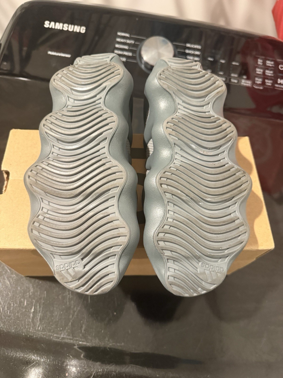 Adidas Kids Yeezy 450 Stone Marine Gray Low Top Lace-Up Knit Sneakers IG5530