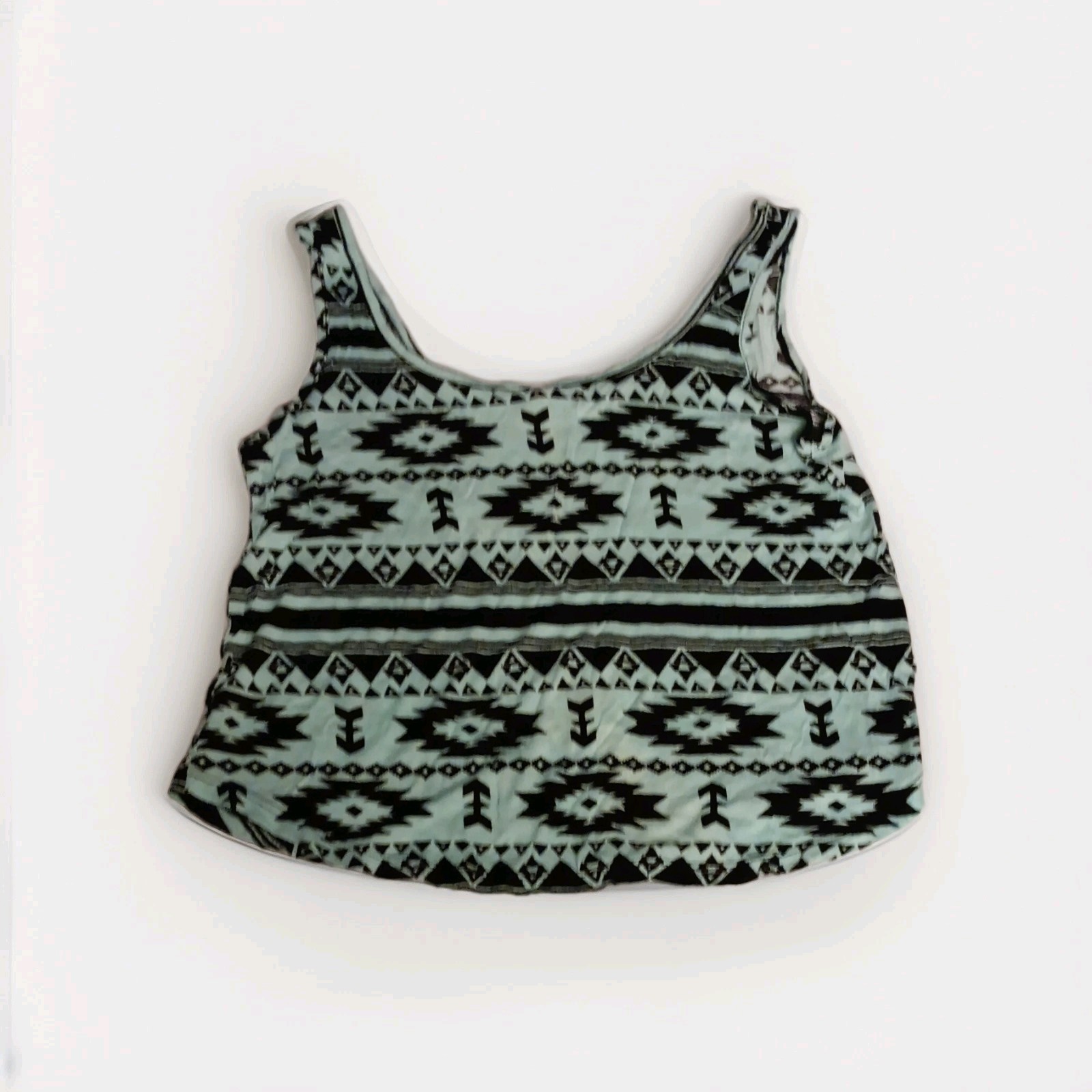 Wet Seal Black/ Mint Aztec Print Scoop Neck Sleeveless. Rayon Tank Top. XS