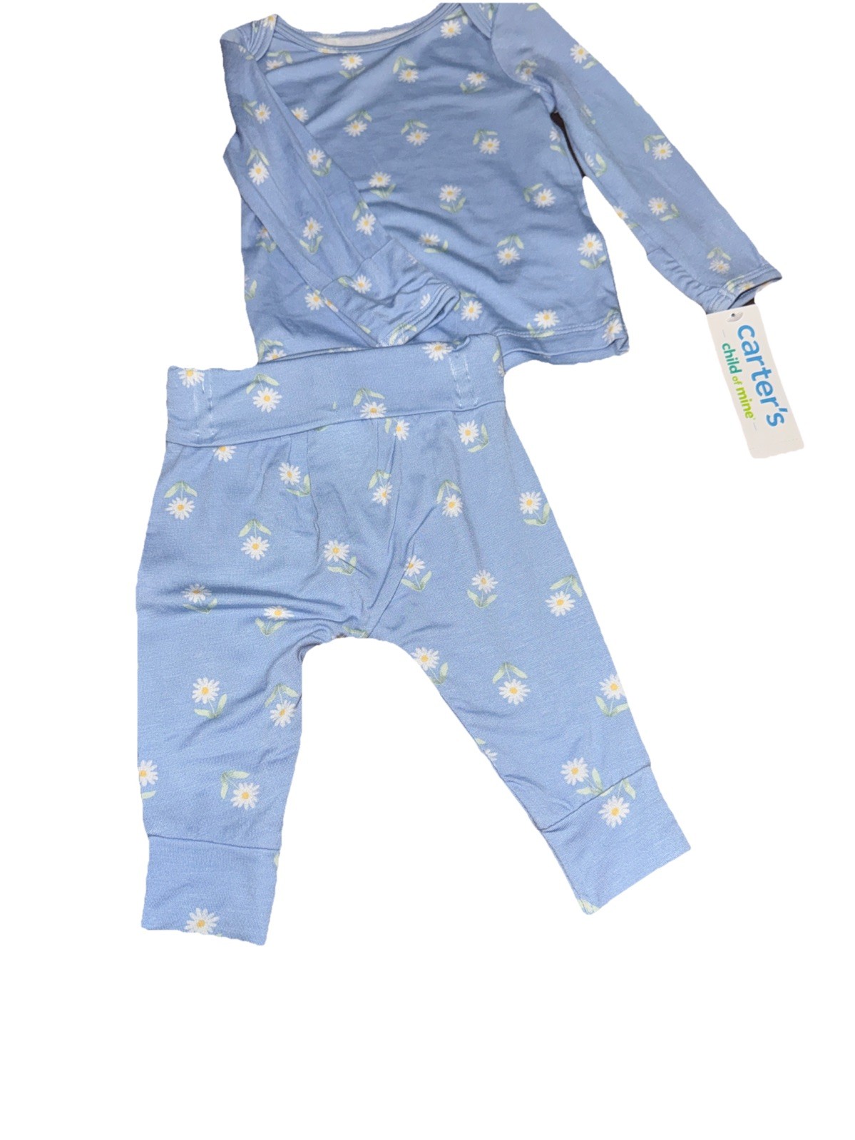 0-3 Months Carters Baby Girls 2 Piece Set, Blue, Flowers