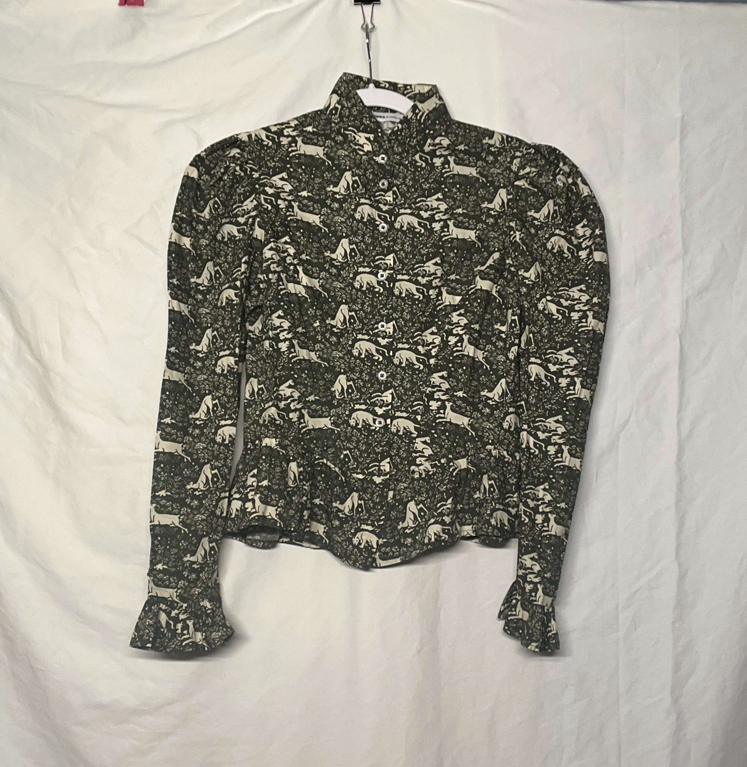 BATSHEVA x Laura Ashley Ruffle Cotton Poplin Nia Blouse Cottagecore, Size 2