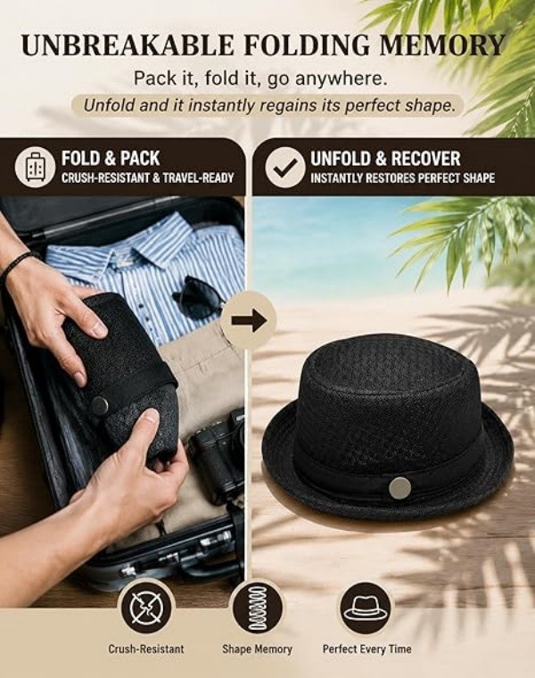 Summer Breathable Mesh Pork Pie Hat for Men
