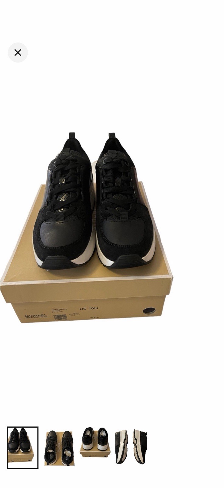Michael Kors Cosmo Trainer Leather Low Top Sneakers Black/White 43F8CSFS3L