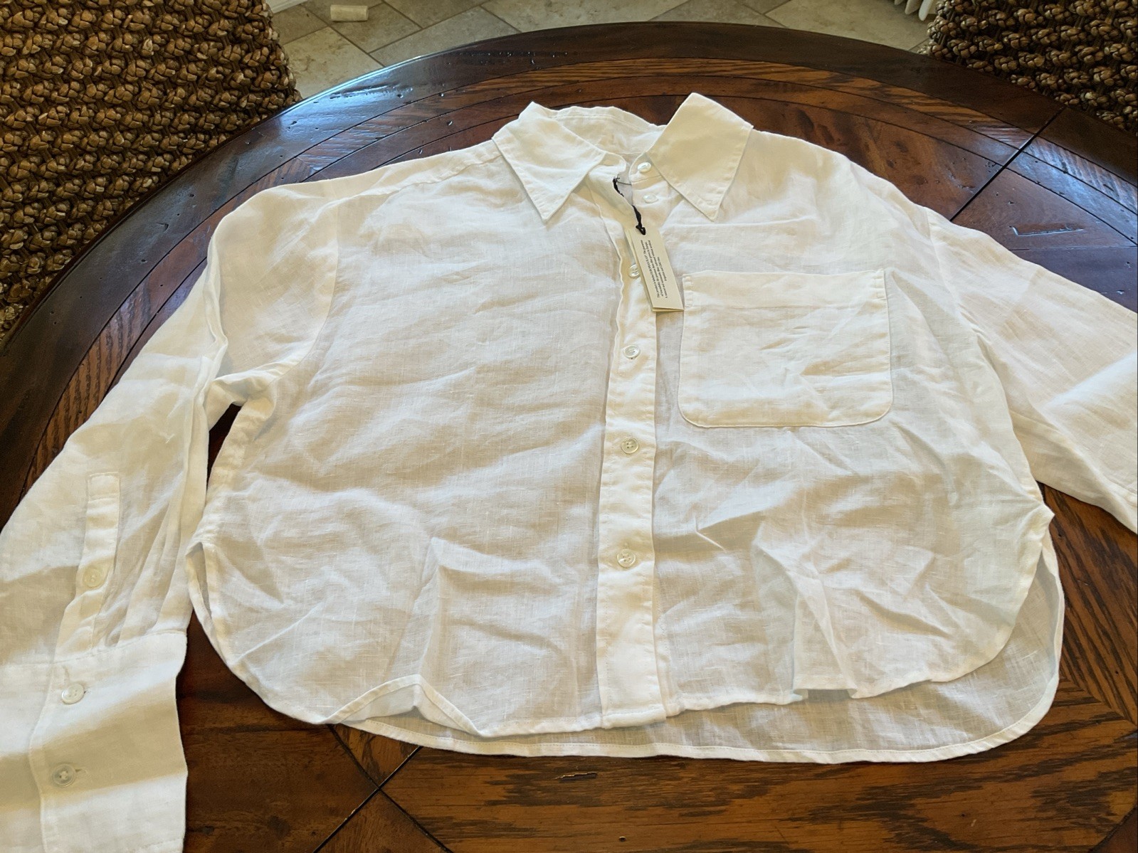 NWT Women’s Banana Republic XS Linen Crop Button Down Shirt