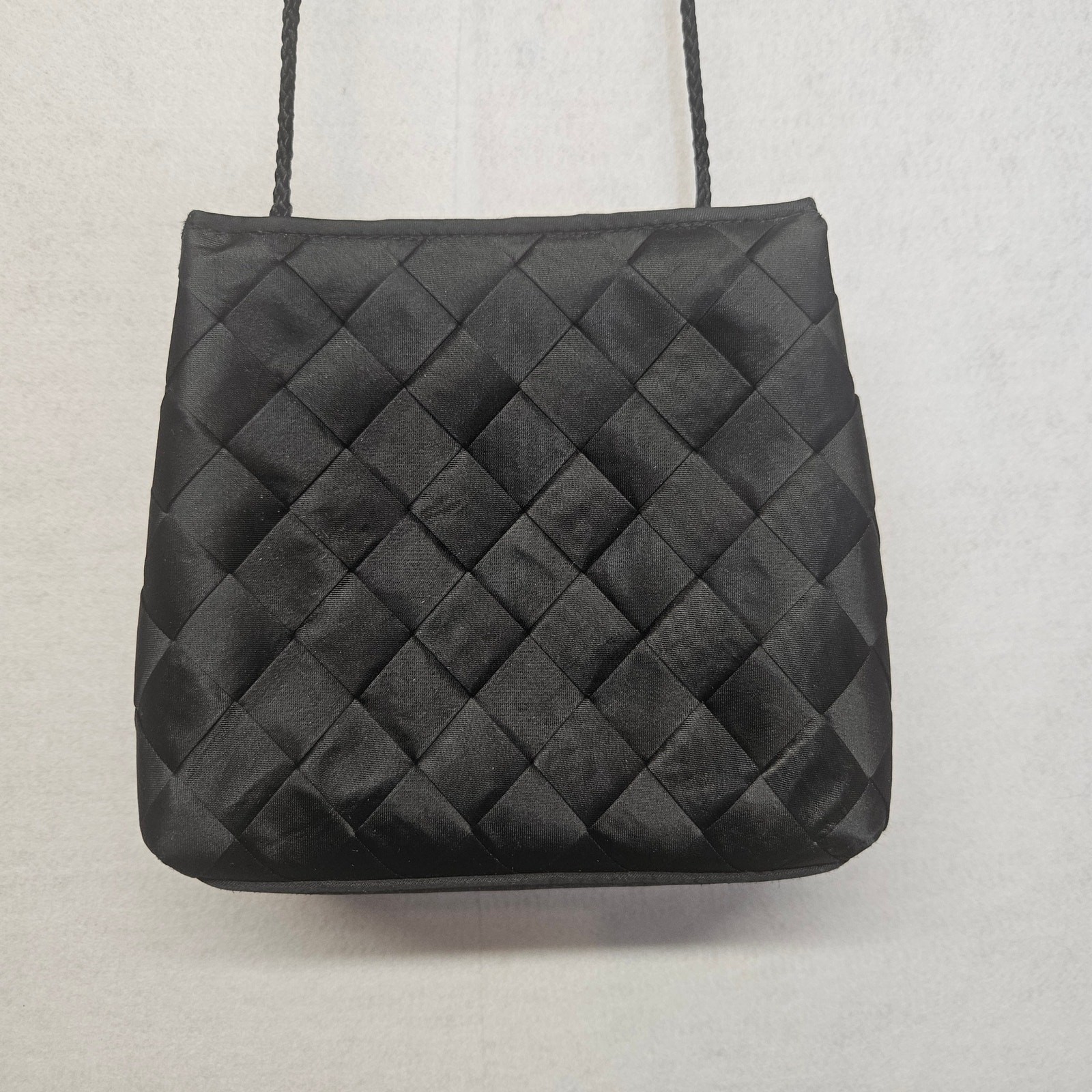 Black Polyester Satin Woven Special Occasion Evening Bag