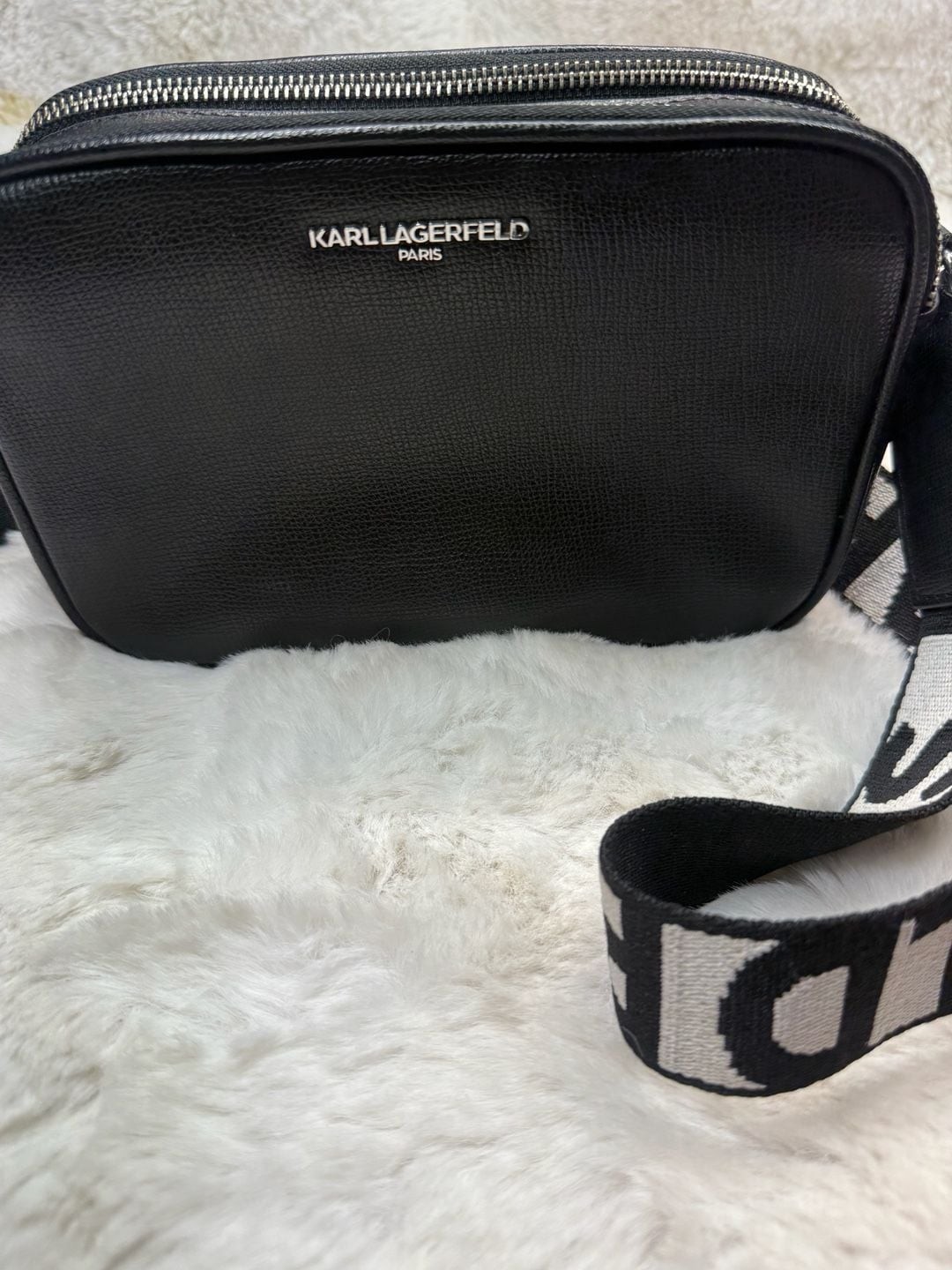 KARL LAGERFELD PARIS Maybelle Camera Crossbody Bag with Logo Webbed Strap