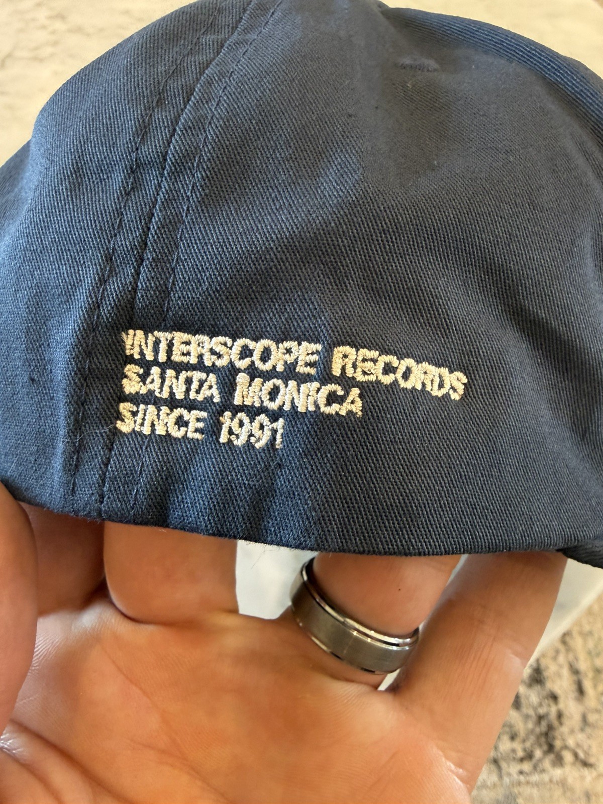 Vintage Interscope Records Snapback Hat Navy With Embroidered Logo 90’s
