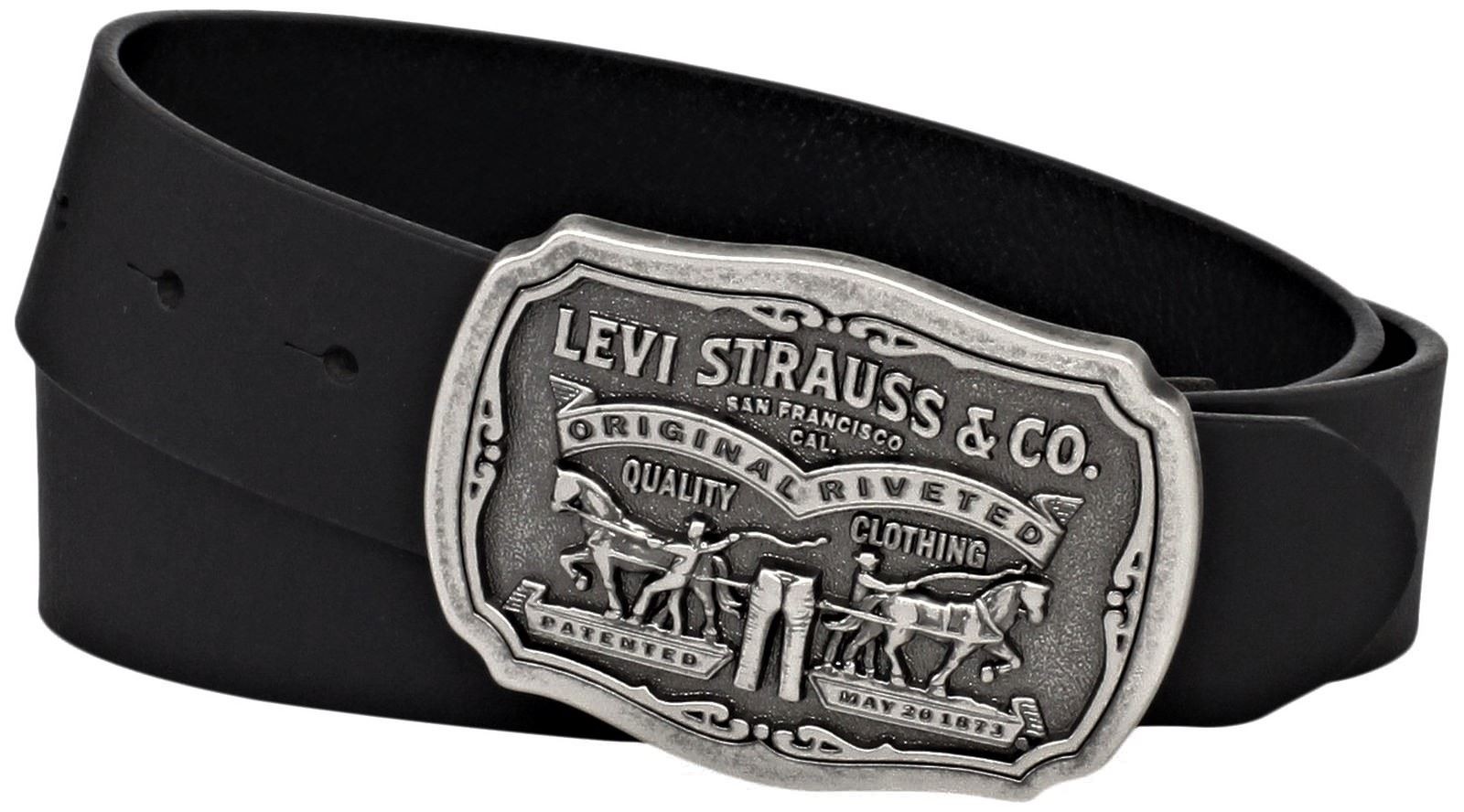 Levi’s Men’s Everyday Jean Leather Belt with Removable Plaque Buckle Black