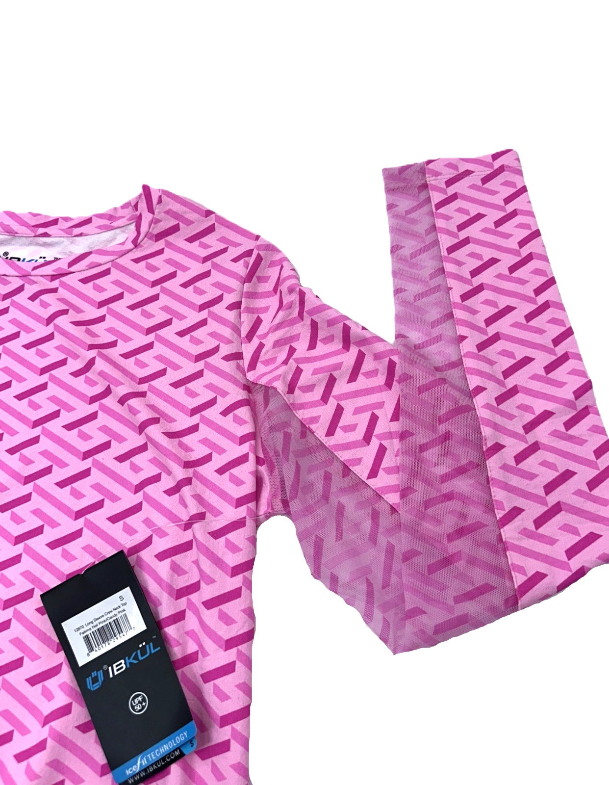$90 IBKUL Women’s Long Sleeve Crew Neck Top-Fatima Hot Pink/Candy Pink-Small-New