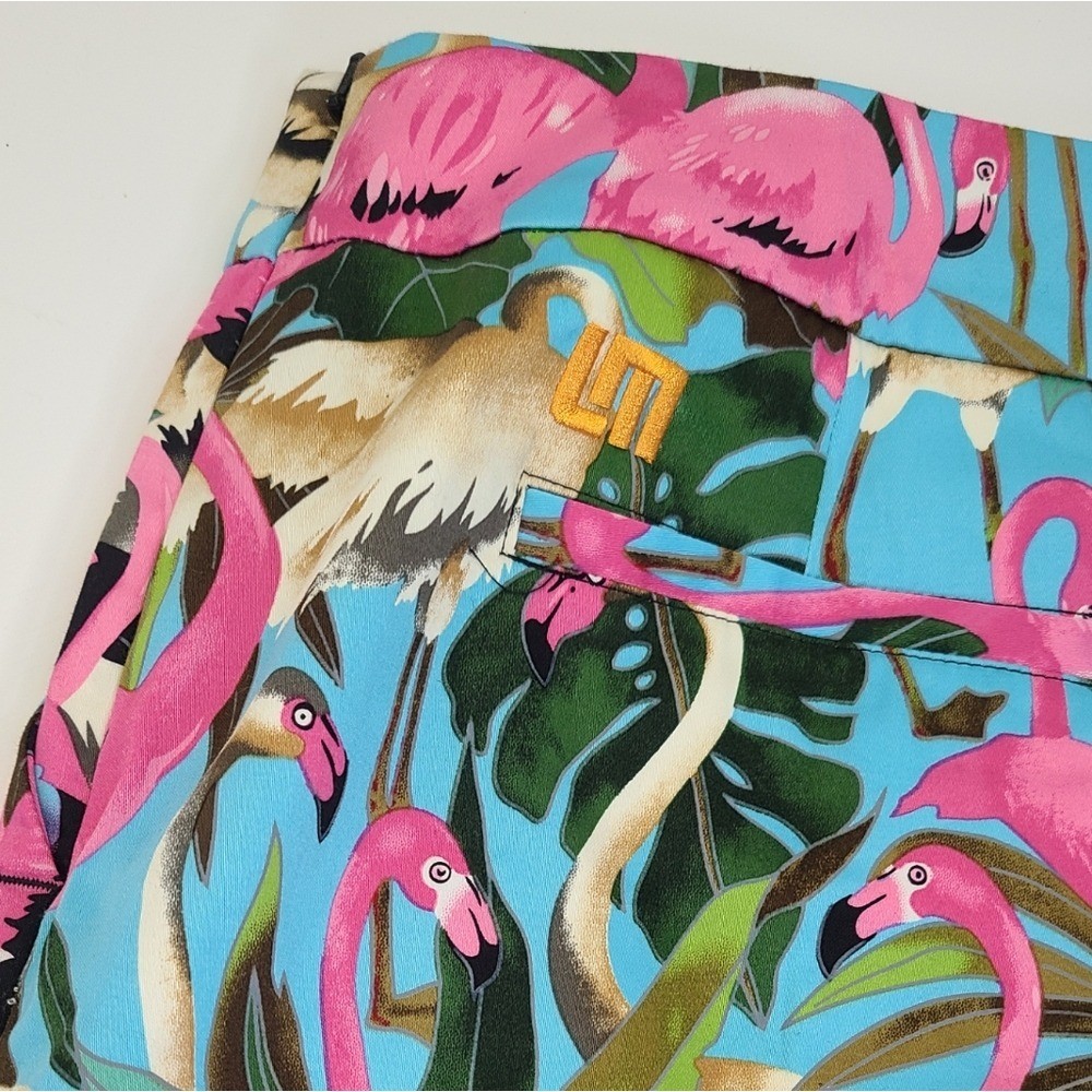 Loudmouth pink and blue flamingo print golf skirt…size 14