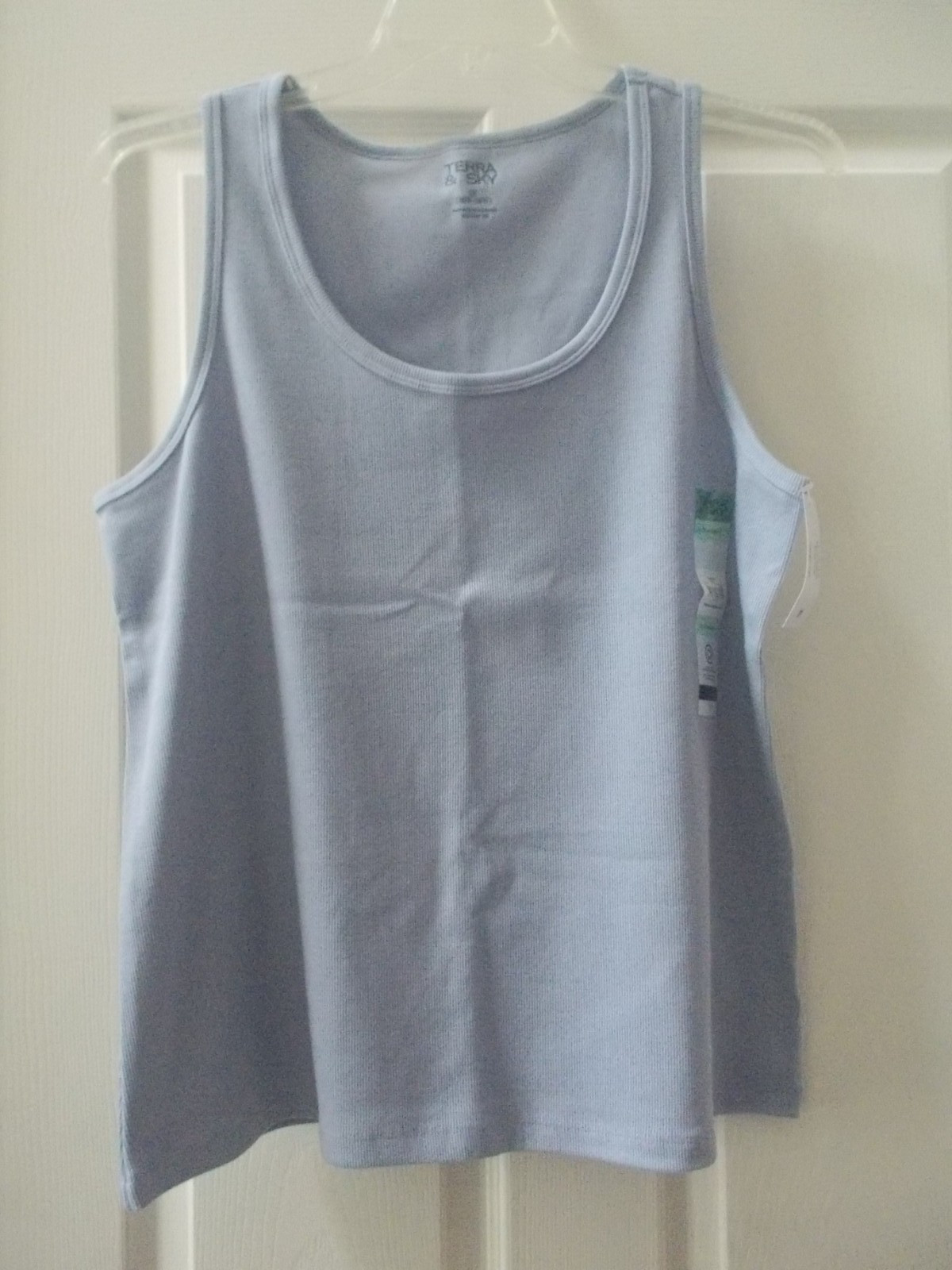 NWT TERRA & SKY Iris Blue Scoop Neck Sleeveless Ribbed Tank Top Sz 3X (24/26)