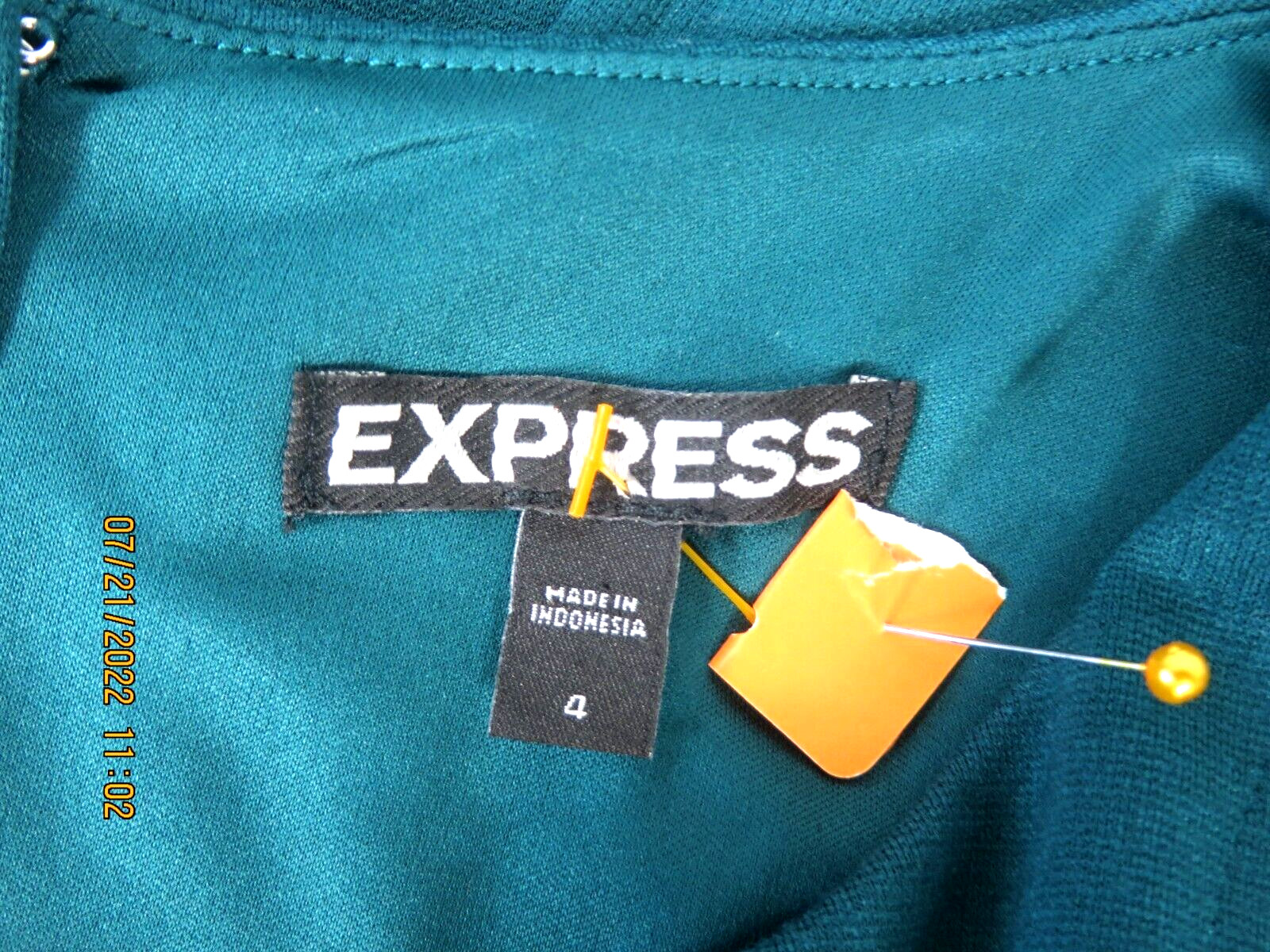 EXPRESS SZ 4 Rayon/Nylon/Spandex Pine Green Back Full Open Zipper Tunic Dress