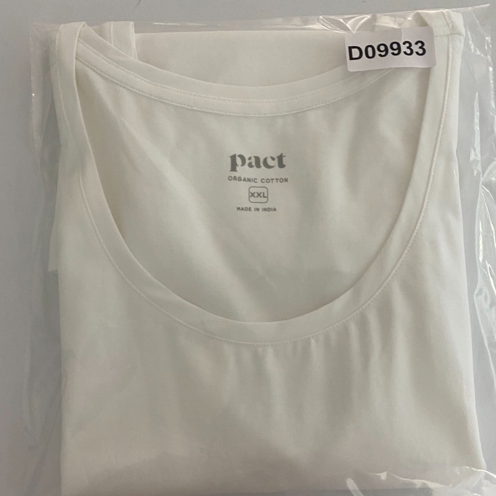 PACT Tank Top Size XXL White Organic Cotton Stretch