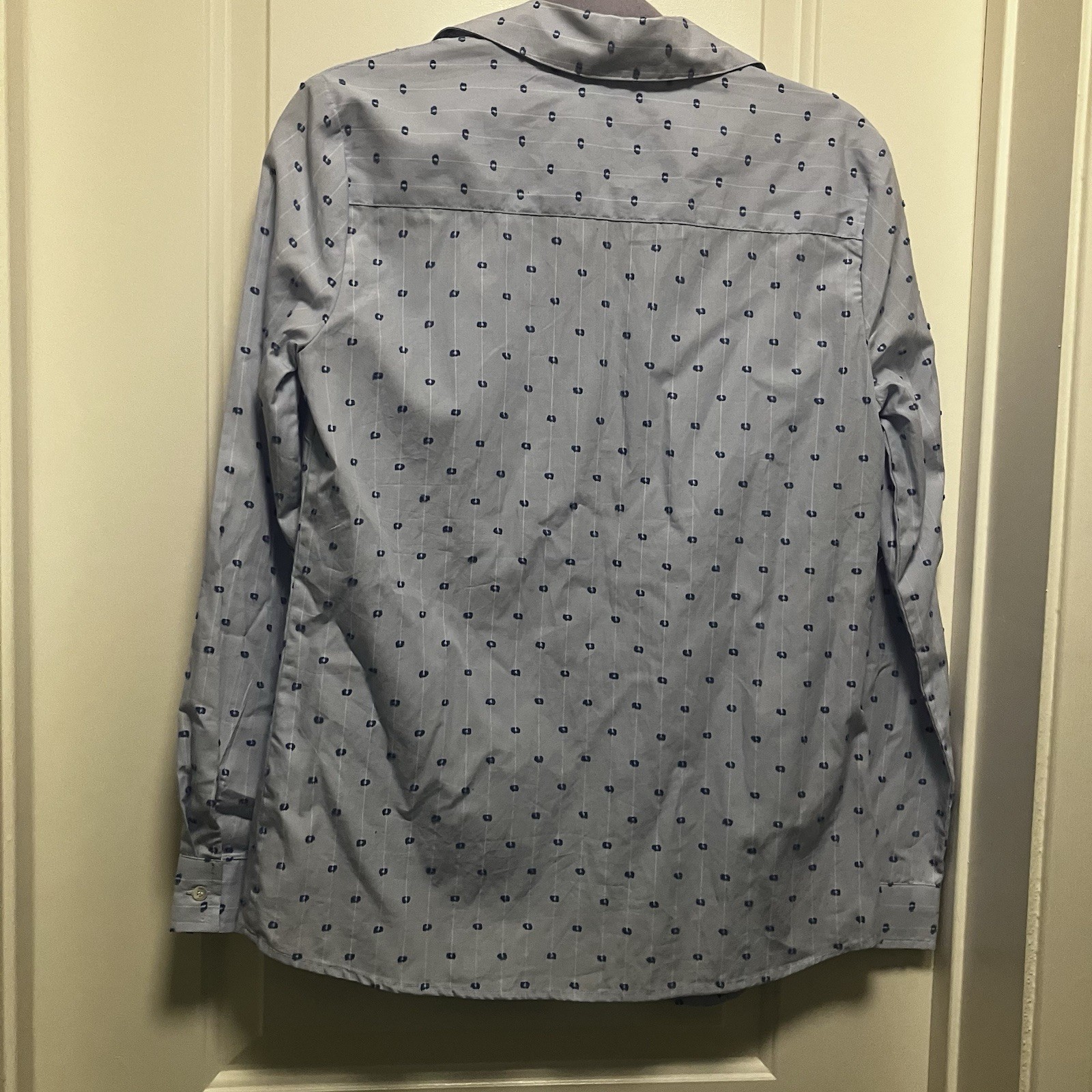 j mclaughlin Size S Fawn French Blue Swiss Button Up Collared Blouse New!
