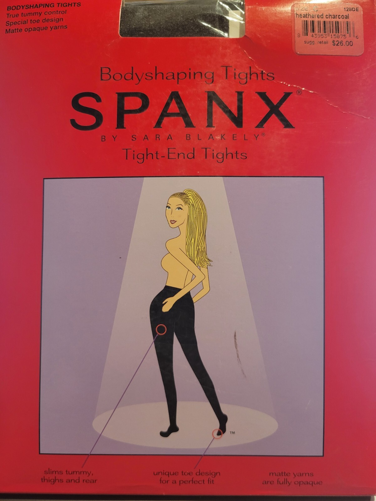 New Bodyshaping Tights SPANX Heathered Charcoal Tight-End Tights Opaque Size C
