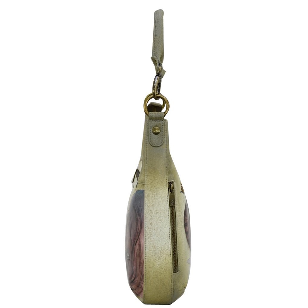 Anuschka Leather Covertible Slim Hobo Handbag , Gentle Giant