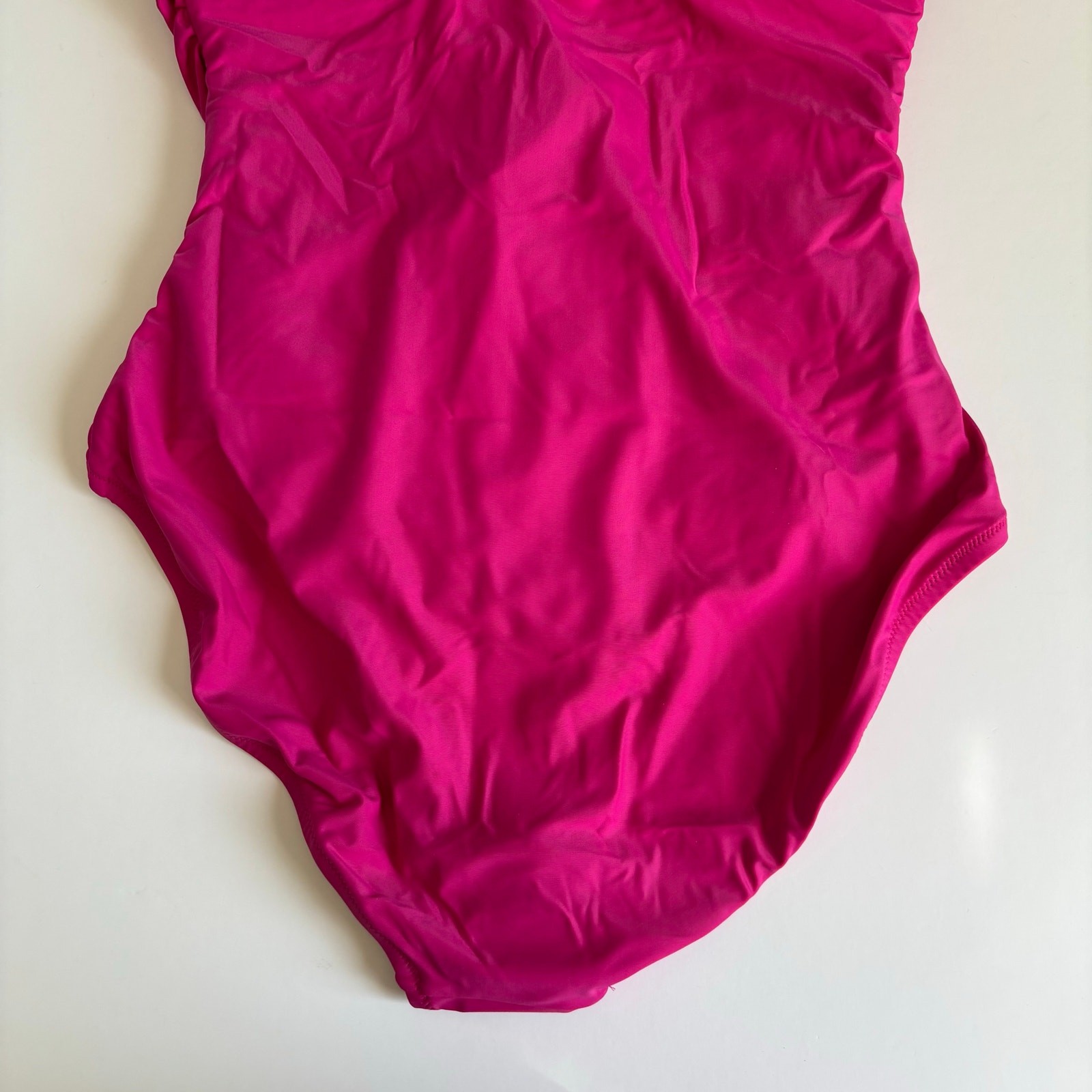 J.Crew Radiant Fuchsia Ruched V-Neck One Piece Swimsuit Women’s Size 14 NWT