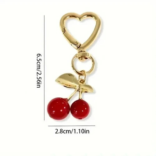 Trendy Red Cherry Pendant Keychain for Women Cute Bag Decorations Multifunctions