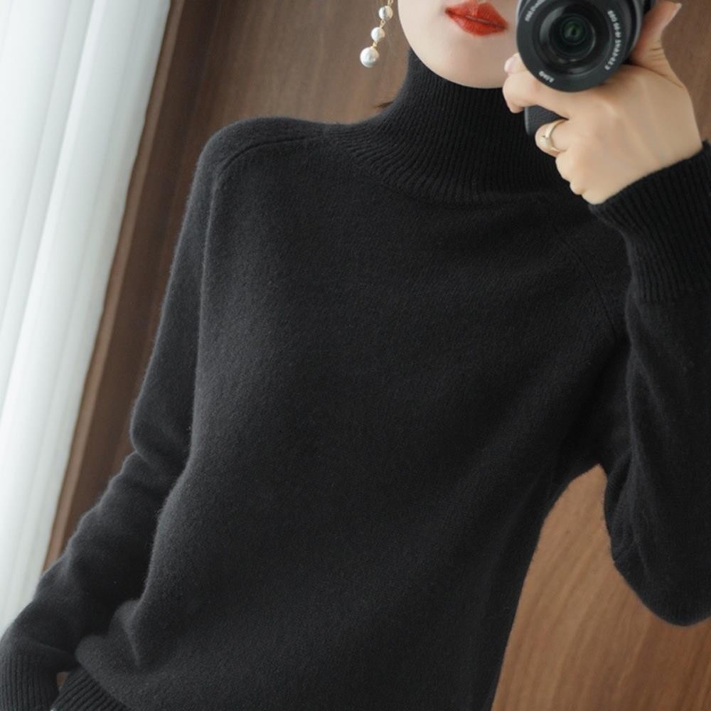 Turtleneck Cashmere Knitted Sweater Women Jumpers Long Sleeve Thick Pullover Top