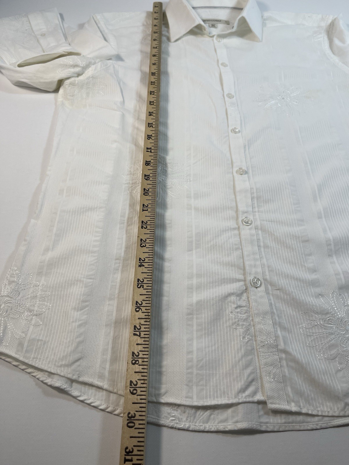 Pronto Uomo Men’s White Embroidered Button-Down Shirt Large. Pre-owned SKU 0162