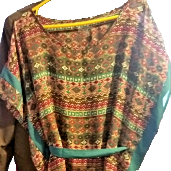 Wrangler Aztec Inspired Tie Waist Poncho Top XL