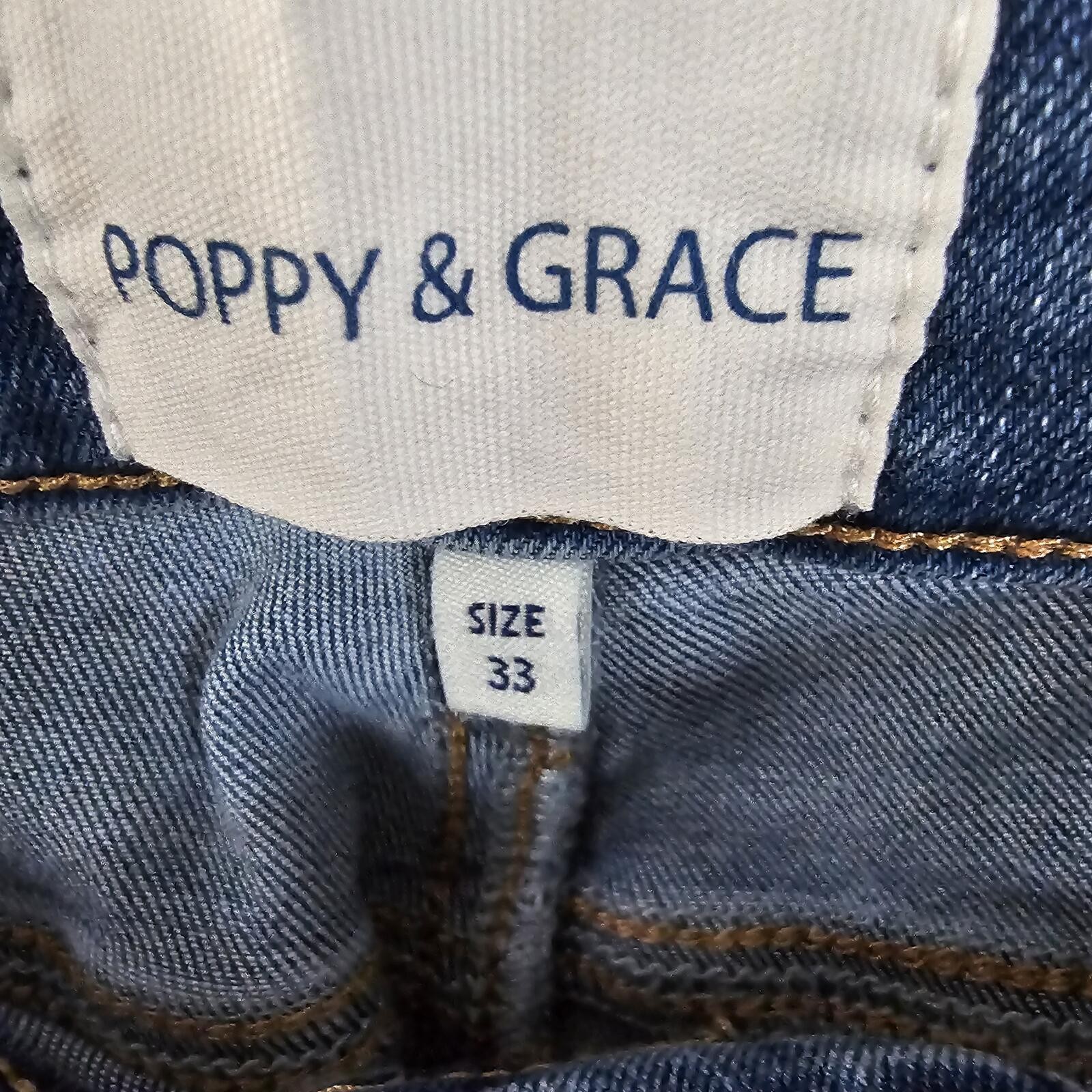 Poppy & Grace Blue Cropped Cuffed Denim Jeans Size 33 NWT
