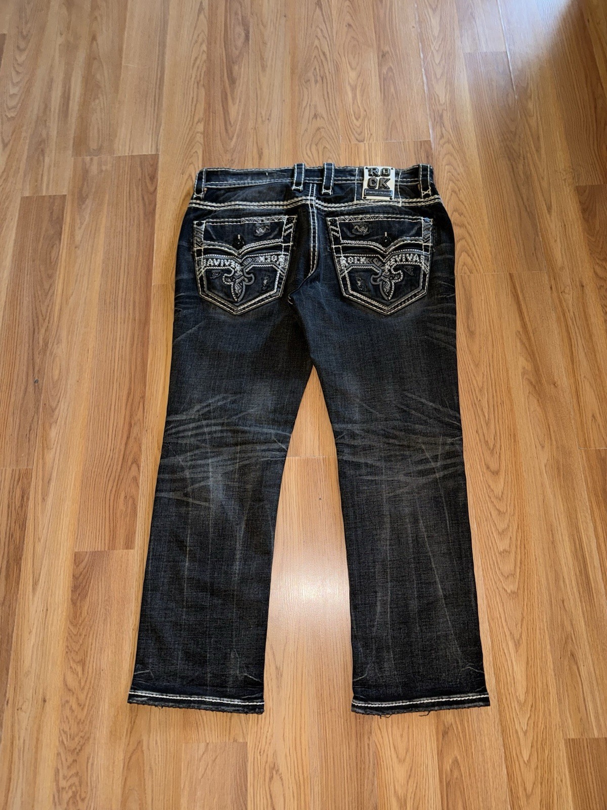 Rock Revival ‘Rami’ Straight Black Jeans Men’s 36W/30L
