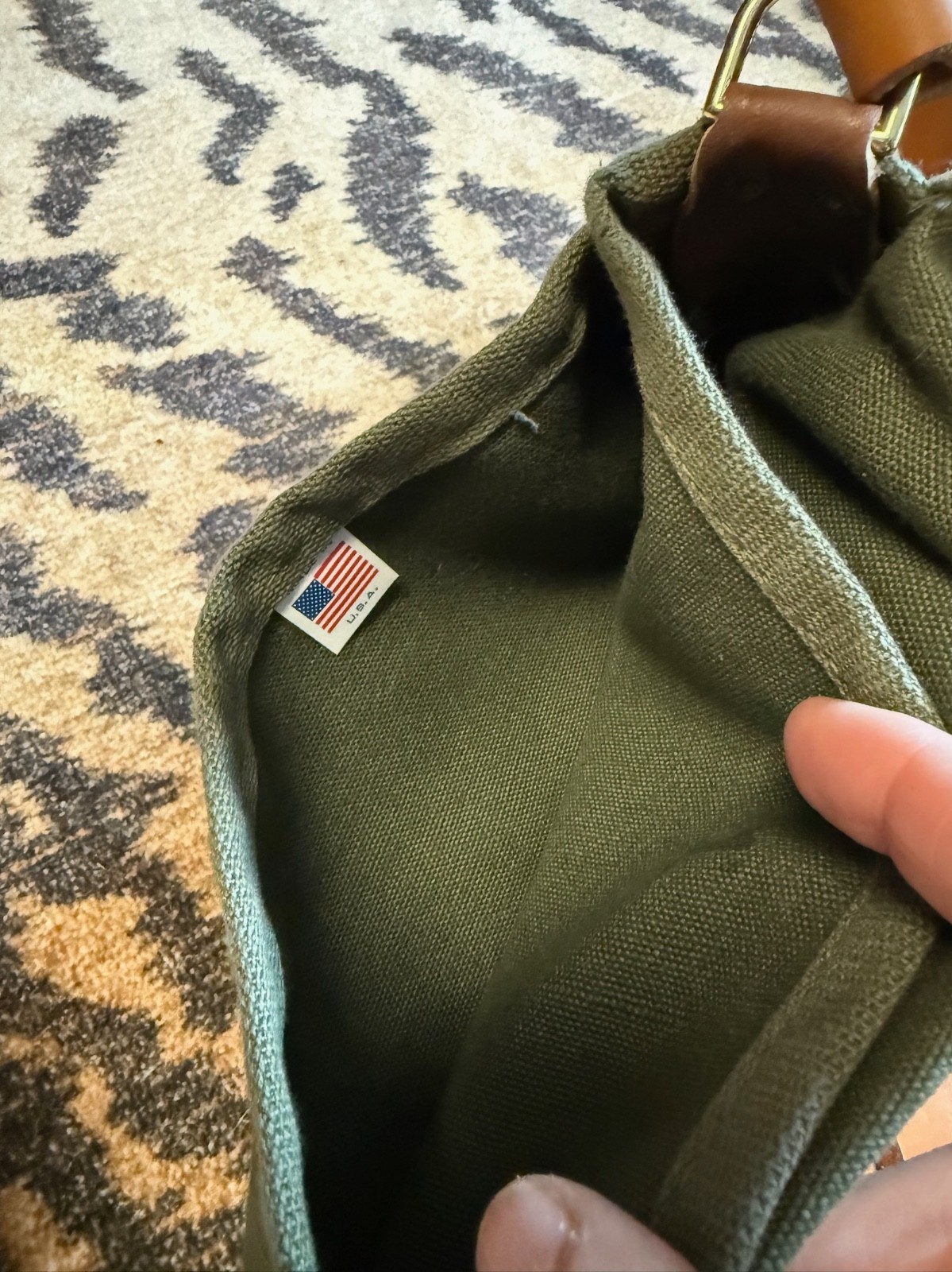 Vintage Duluth Pack Minn Green & Brown Crossbody Canvas Leather Shell Bag USA