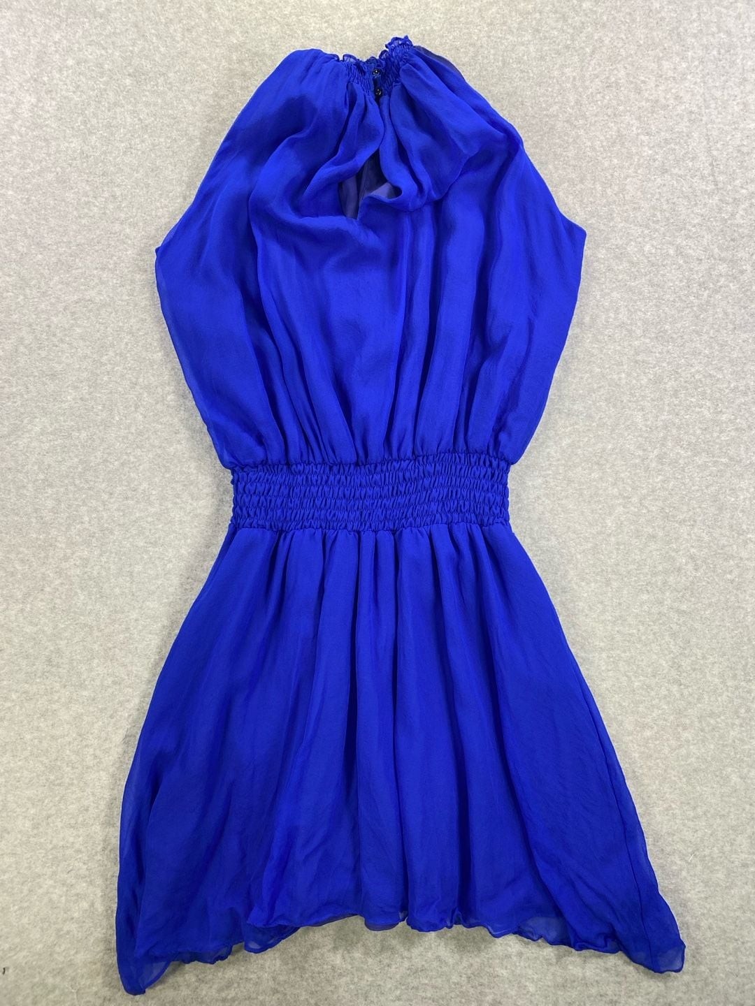 lola & sophie new york Royal Blue Halter Neck Ruched Waist Mini Dress