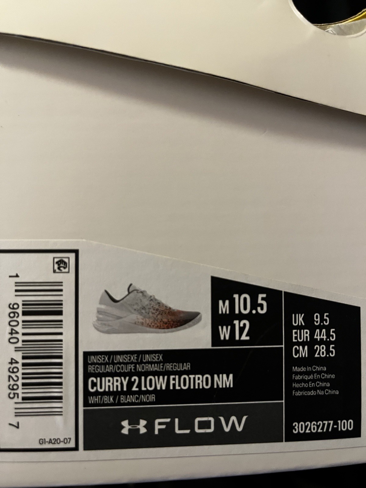 Size 10.5 – Under Armour Curry 2 FloTro Low Chef Curry