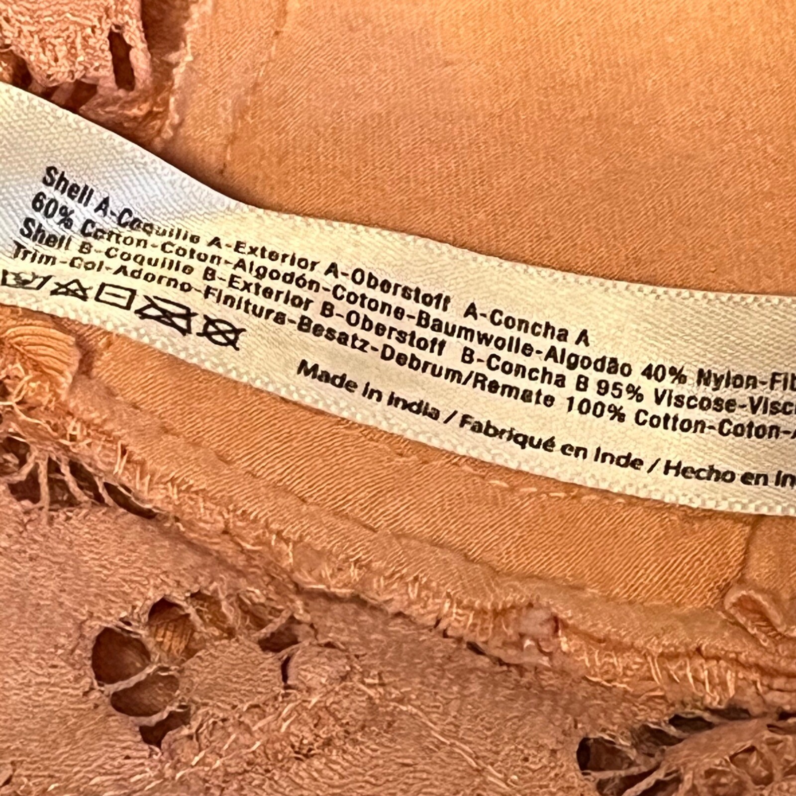 FP One Blush Lace Bralette Top Strappy Back Crochet Boho Festival Medium
