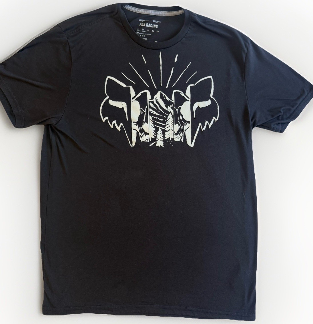 Fox Racing The Format Tech Tee Sz XL Black Cotton Polyester Graphic Short Sleeve