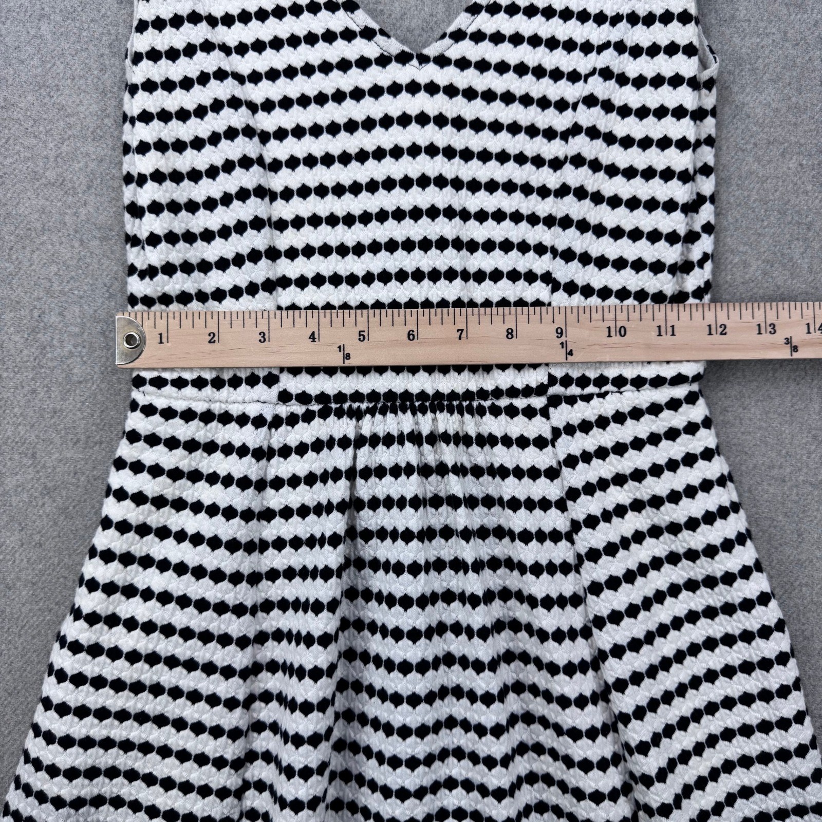 Maeve Anthropologie Fit and Flare Dress Womens 2 Black White Textured Cutout