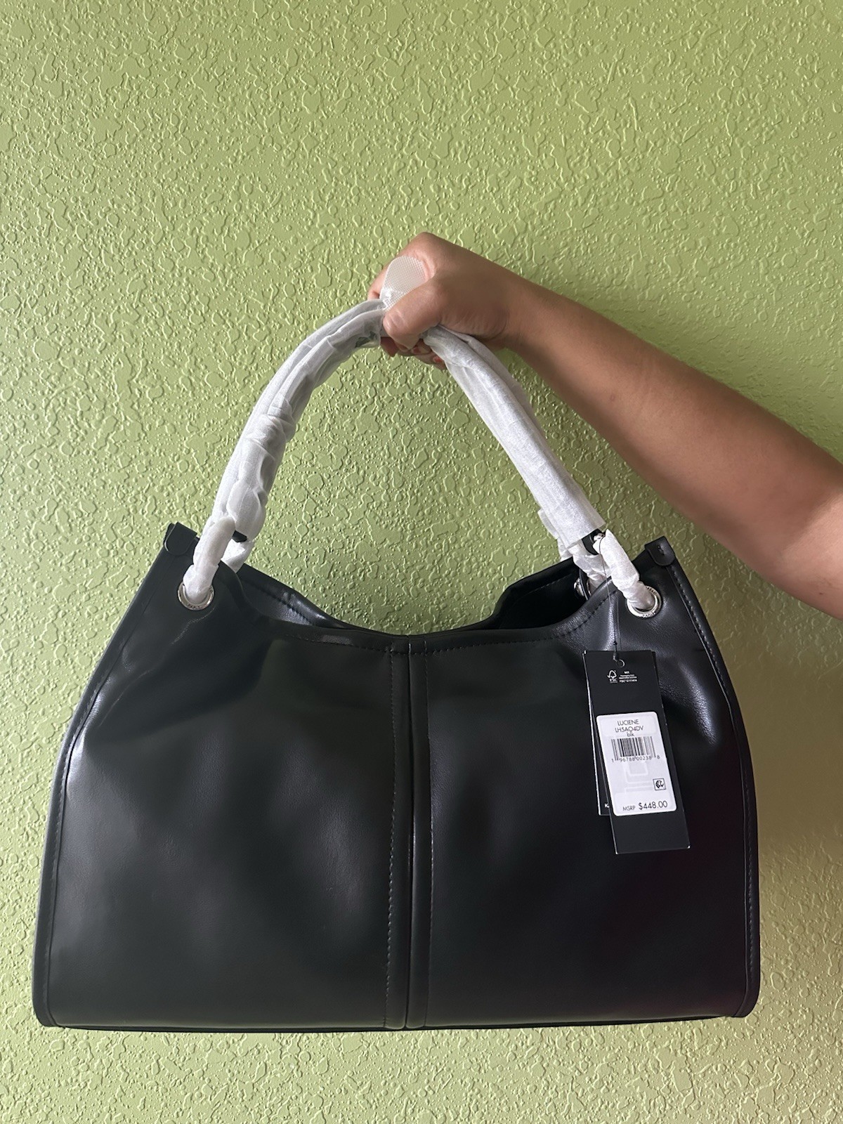 KARL LAGERFELD PARIS Black Floral Medium Handbag