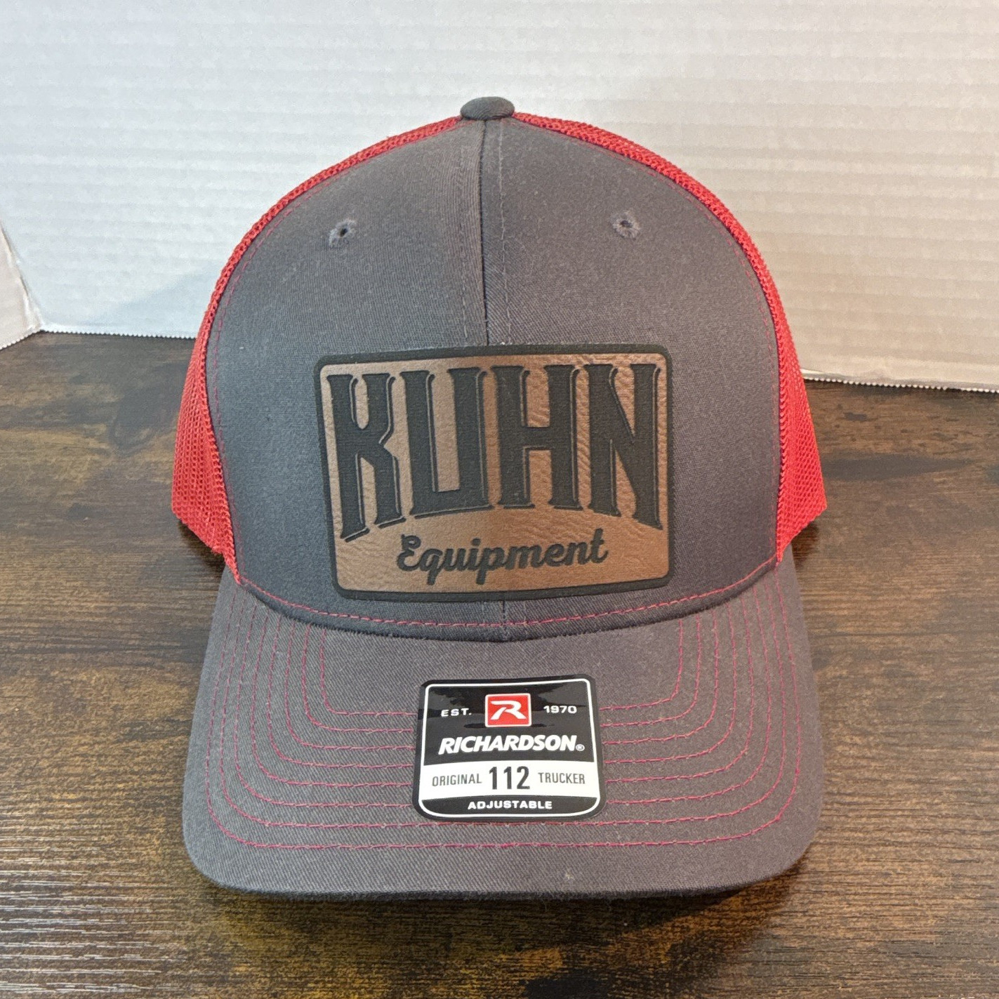 Richardson KUHN Equipment Trucker Hat Gray/Red Mesh Back Adjustable One Size